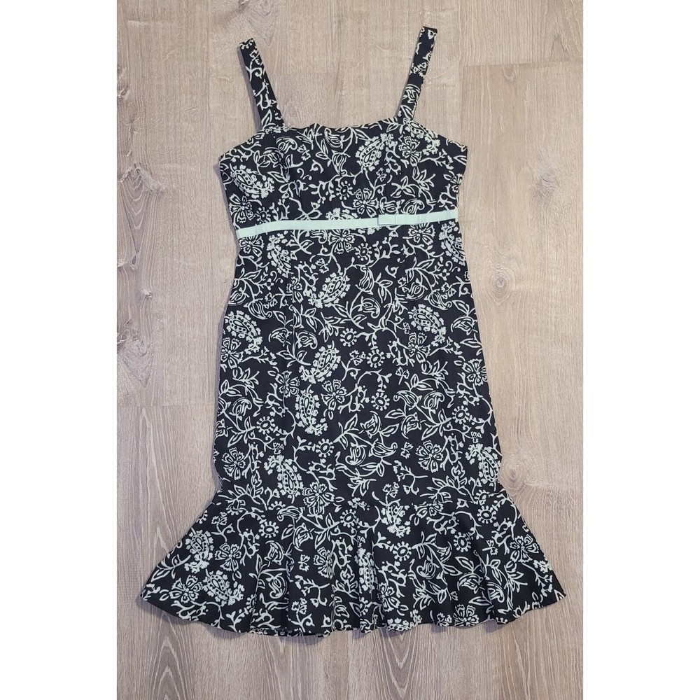 2/$13 Deals Women's R&K Originals Black/Teal Floral Dress Size 10 - Picture 8 of 16